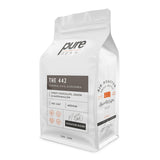 Pure Bean coffee bag flavor "The 442" a blend of beans from Ethiopia, P.N.G. and Columbia.