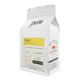 Pure Bean coffee bag the flavor "Talus" a blend of beans from Ethiopia and Mexico.