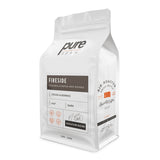 Pure Bean coffee bag flavor "Fireside" a blend of beans from Ethiopia and Papua New Guinea.